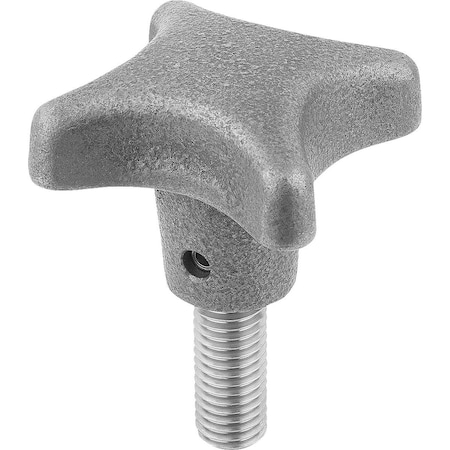 Palm Grip DIN6335 Tumbled, Form:L D=M10X50, D1=50, H=32, Grey Cast Iron, Comp:Stainless Steel